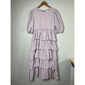 NWT Free The Roses Lavender Tiered Maxi Dress Sz S Puff Sleeve Cottage Core